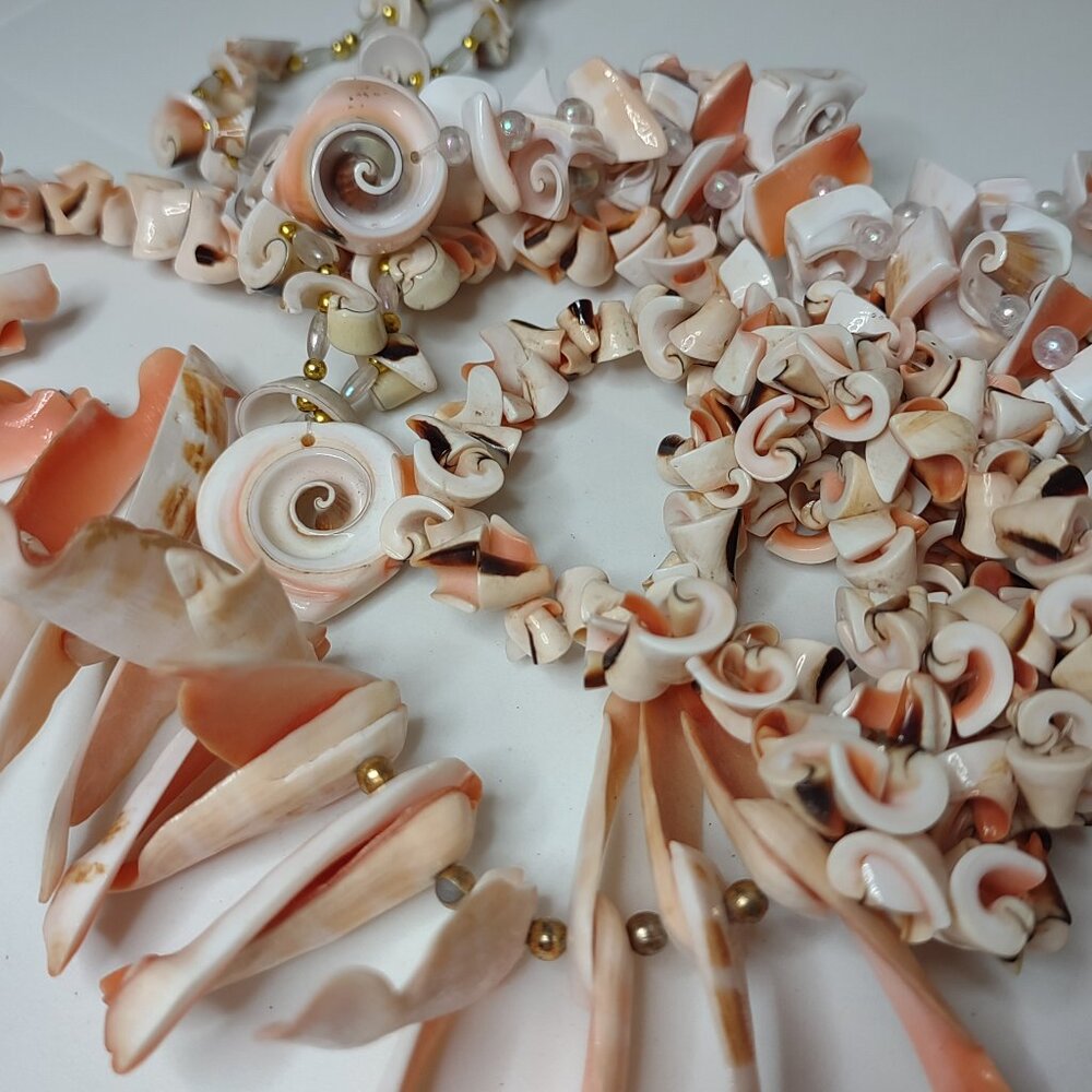 Lot Of 4 Pinkish White Shell Necklaces